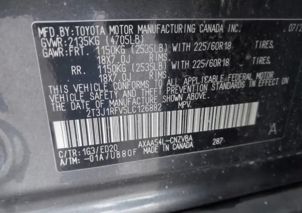 Toyota RAV4 cena 77000 przebieg: 97766, rok produkcji 2020 z Łask małe 121